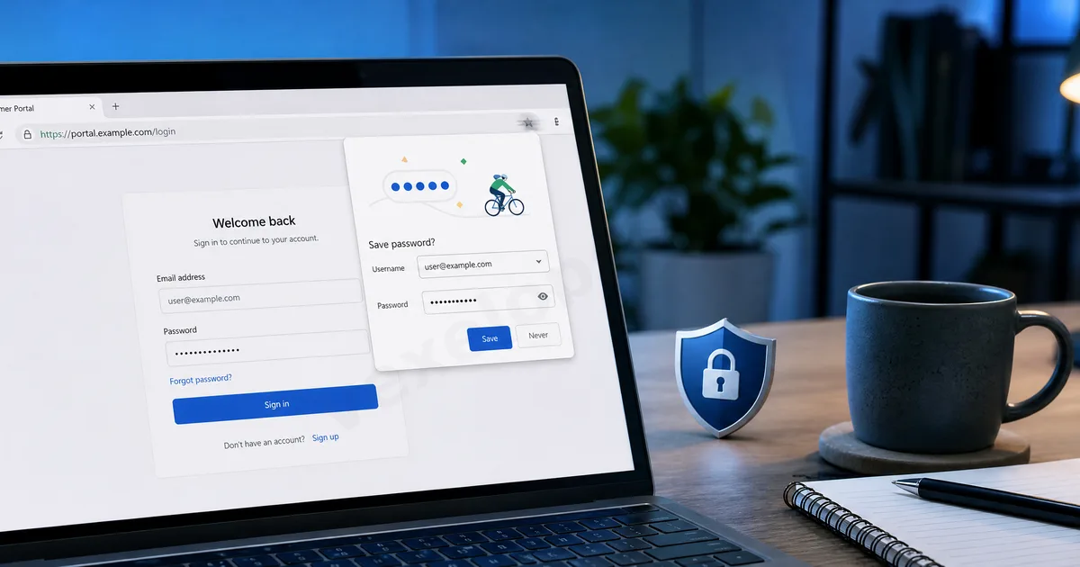 Cover image on browser autofill privacy protection, showing browser forms, saved data, a padlock, and a privacy shield.