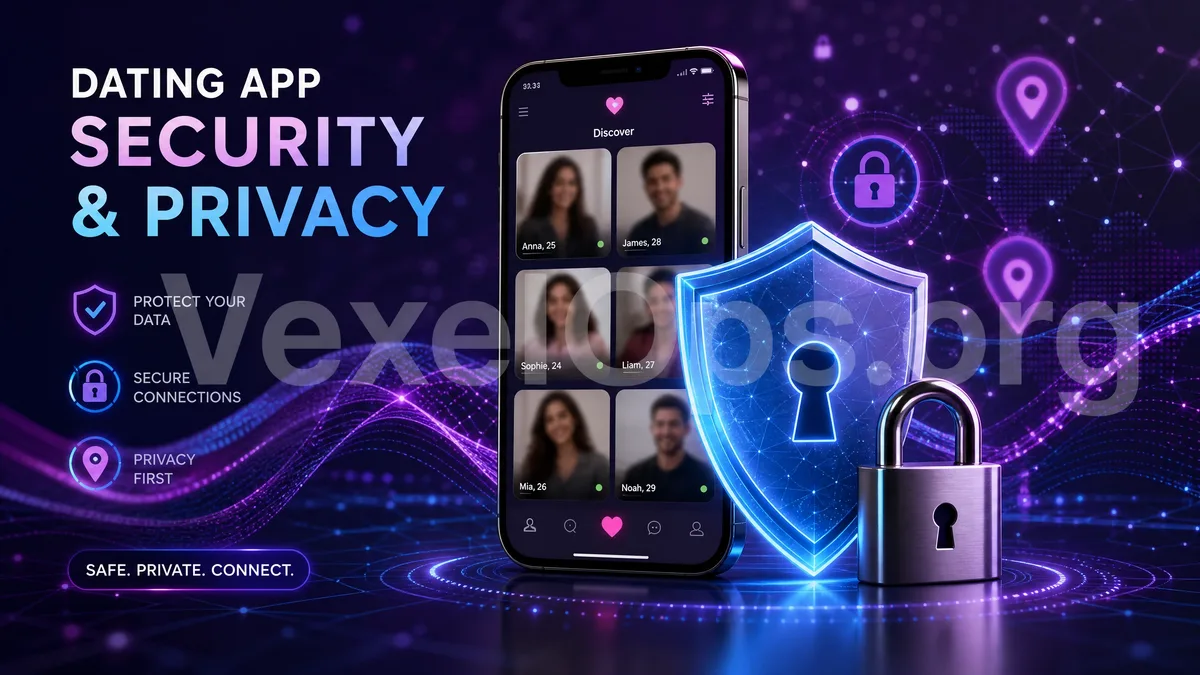 Safety tips for gay dating apps cover image, featuring a mobile dating interface, location icons, privacy shields, and account protection concepts, applicable for Grindr, Blued,