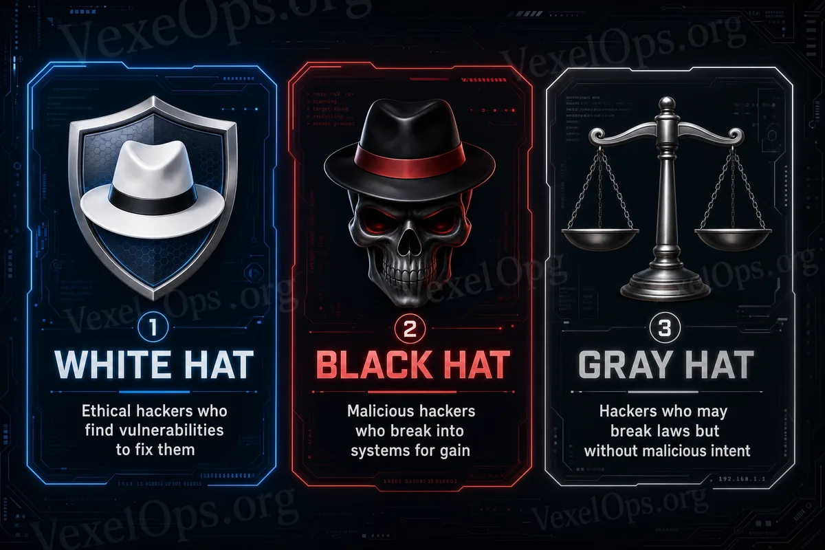 Illustration showing the roles of hackers