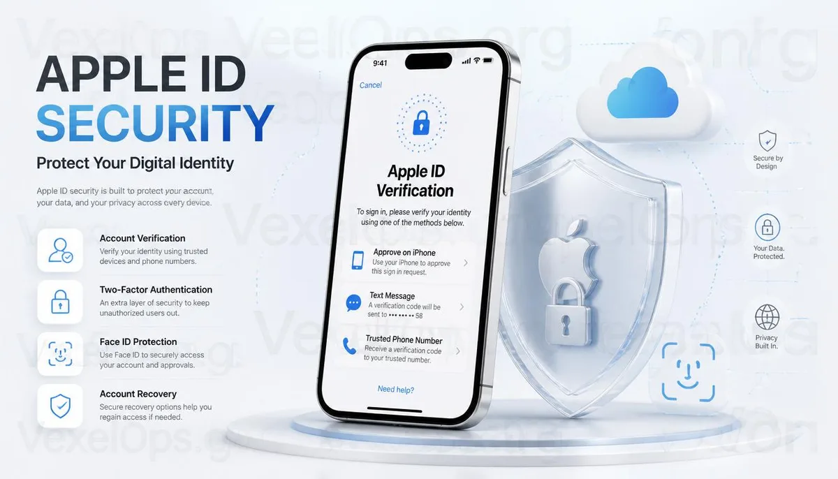 Apple ID account security and login protection information cover image.