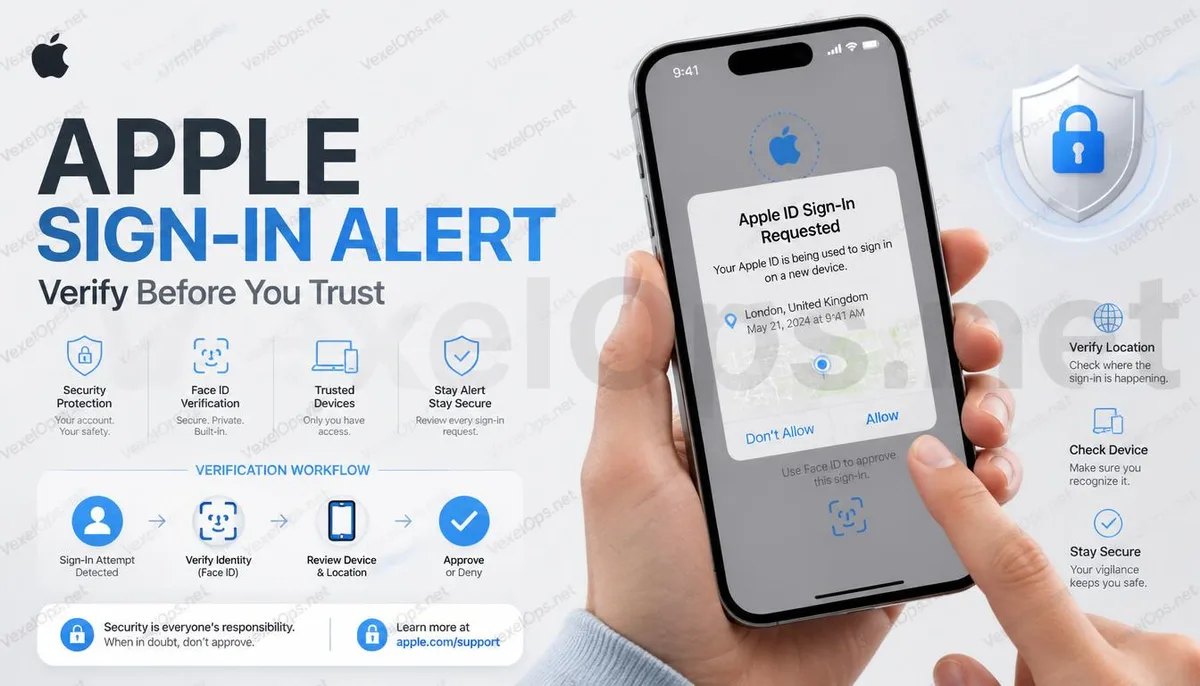 Apple ID login notification and account security information cover image.