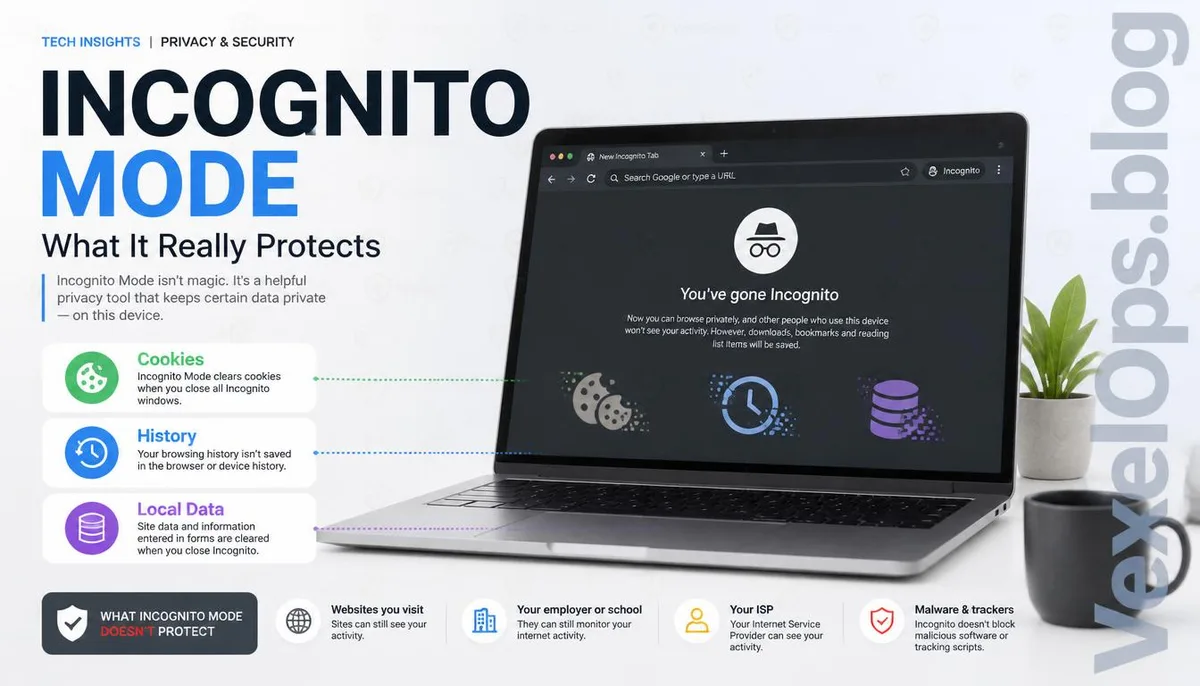 Explaining the true function of browser Incognito Mode and privacy protection.