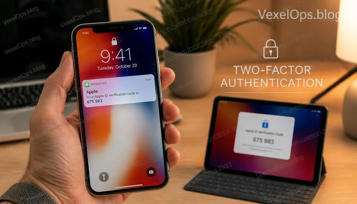 Scenario of Apple ID Two-Factor Authentication and trusted devices.