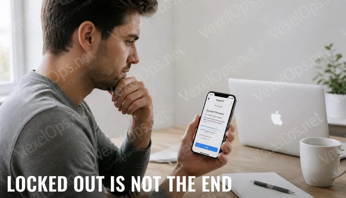 Cover image depicting the process of recovering an Apple ID.