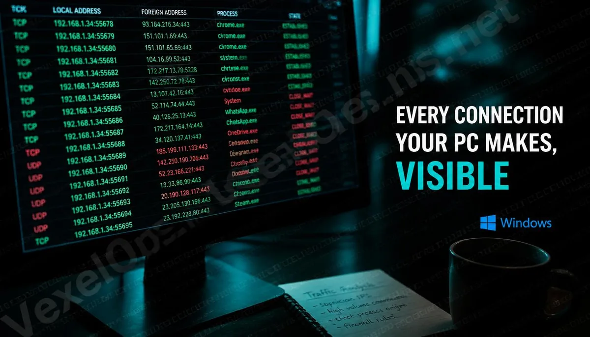 TCPView: Instant network connection monitoring tool cover image.