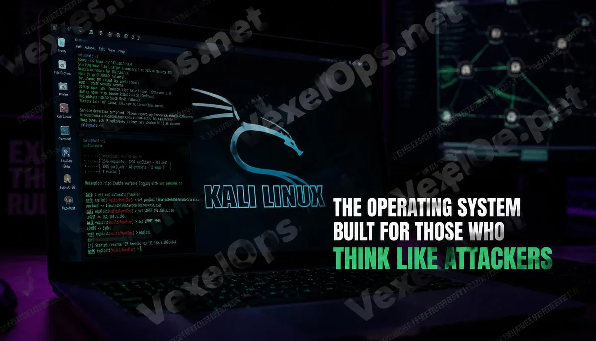 Cover image depicting the cinematic atmosphere of the Kali Linux penetration testing operating system.