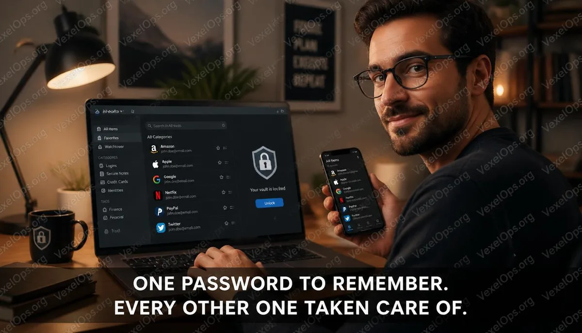 Cover image depicting the practical scenario of using password managers for secure account management.