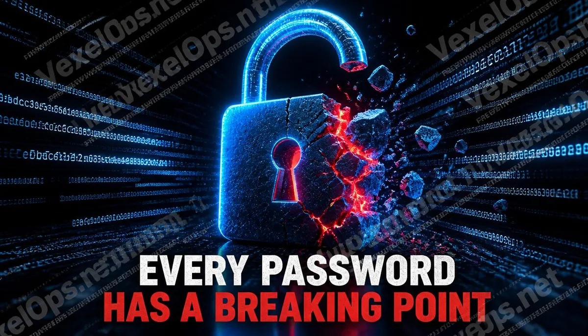Abstract 3D visual cover image of password hashing and cracking concept.