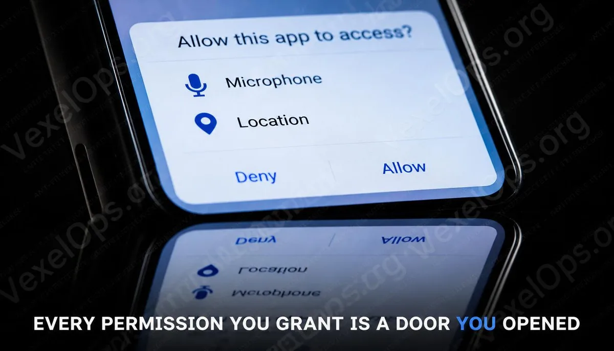 Close-up concept cover image of mobile app permission request dialog box.