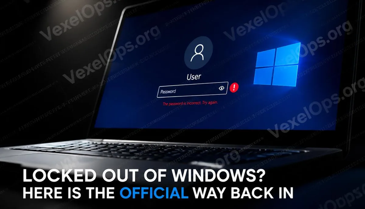 Close-up cover image for recovering Windows login password on a laptop screen.