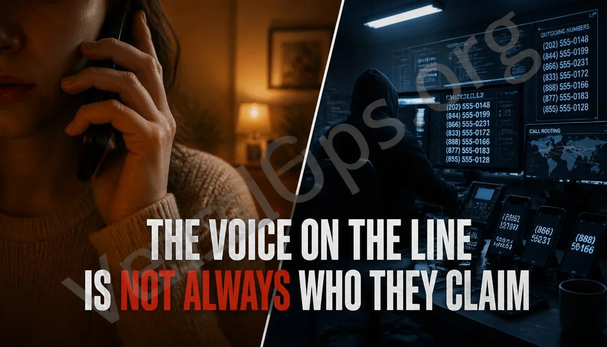 Conceptual split image of comparing phone scam on both sides of the call.