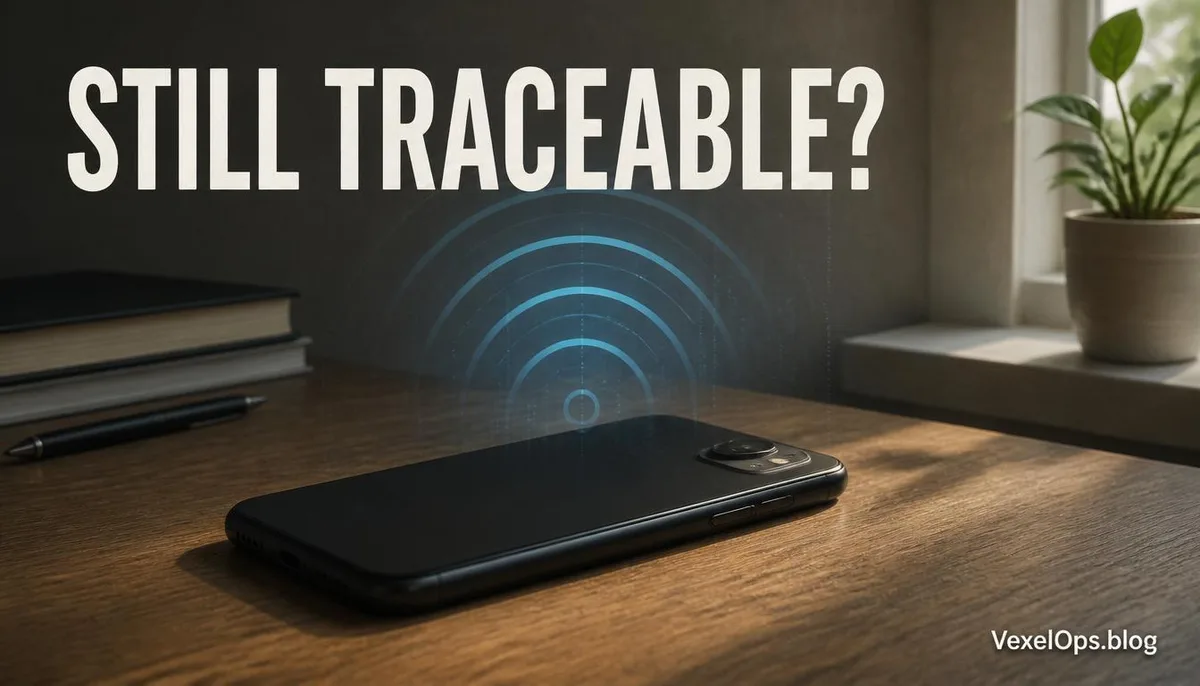A cover image depicting a phone screen completely darkened, with faint signals lingering.
