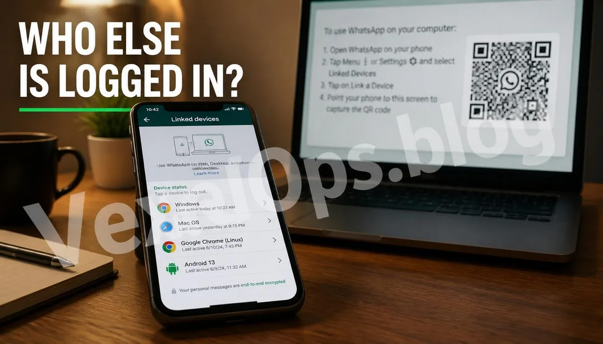 A scenario cover image of a phone displaying the list of logged-in devices on a messaging app.