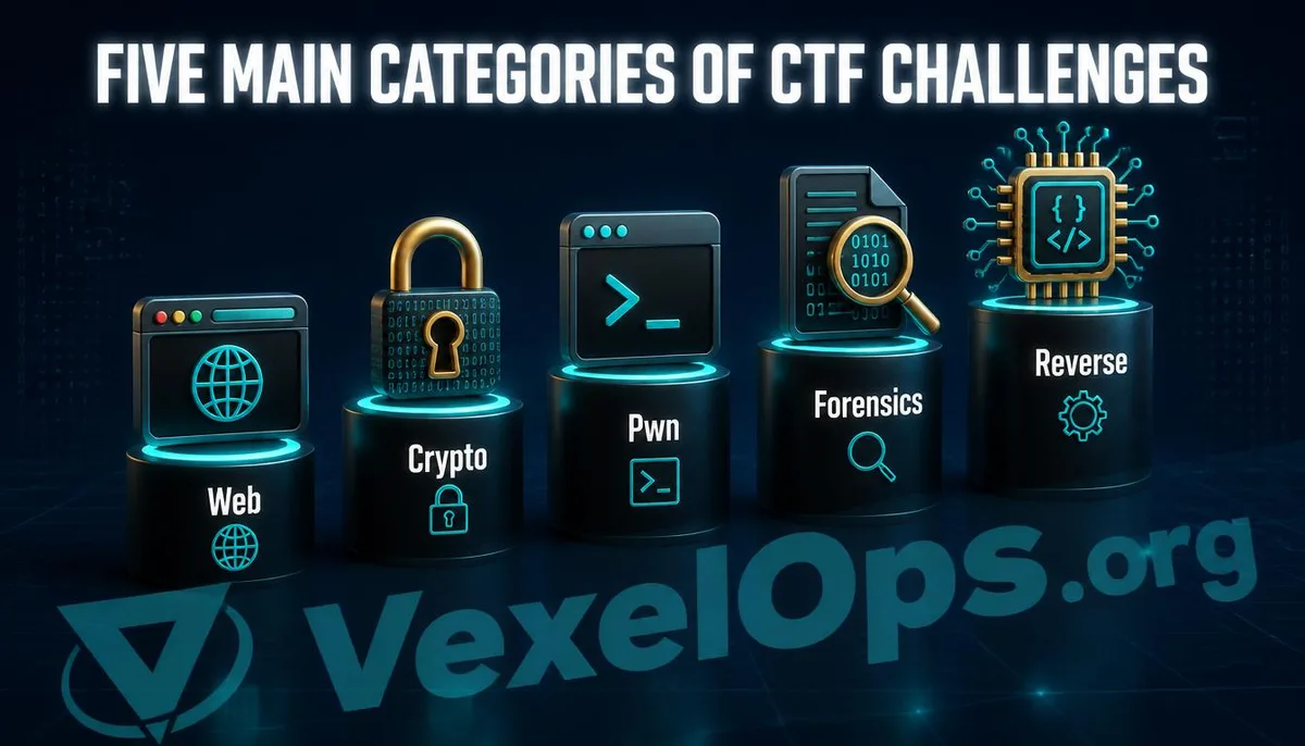 Illustration of the five main types of CTF competition questions.
