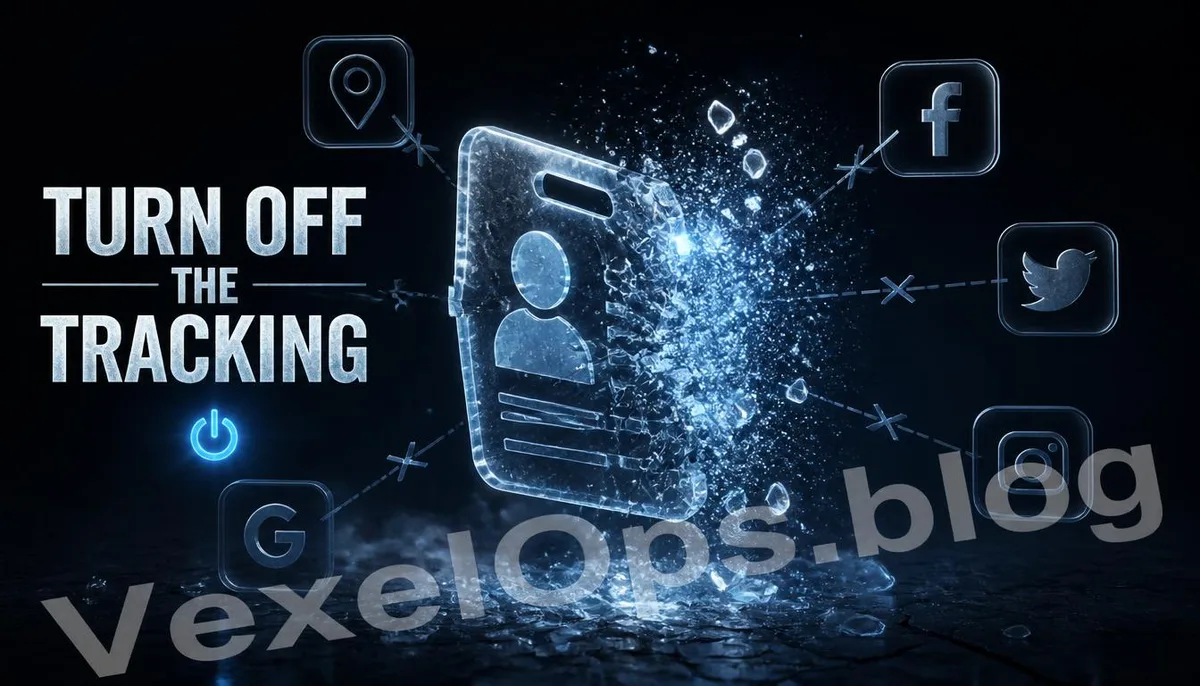 A visual representation symbolizing the closure of privacy tracking with a shattered advertising identifier tag.