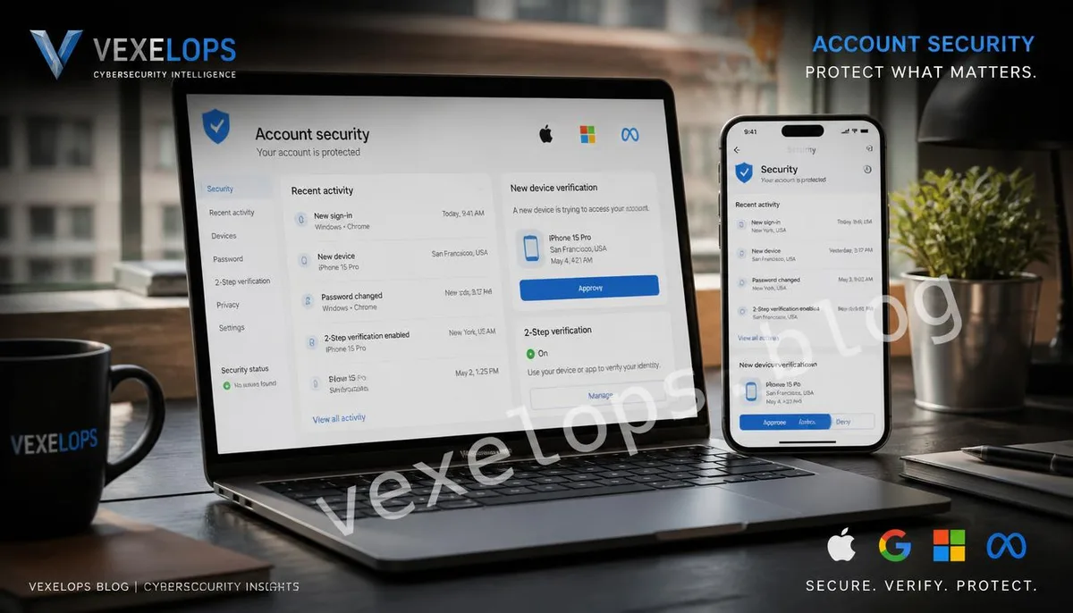 User checking new device logins, cookies, and account security verification settings in real-life scenarios