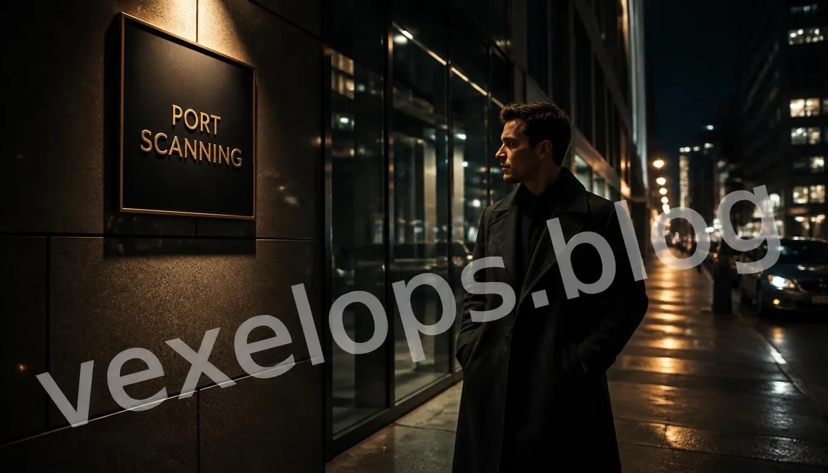 Concept scene of network reconnaissance in a city street at night