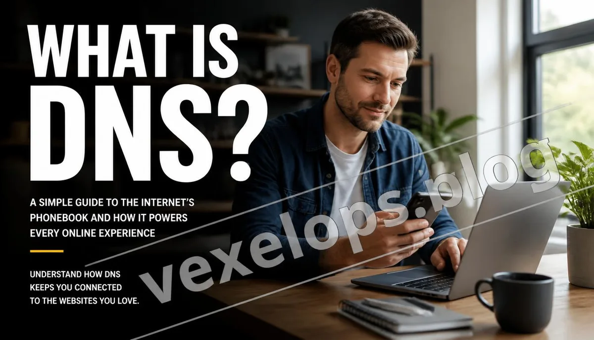 Concept of DNS domain resolution and website connection in everyday internet use.