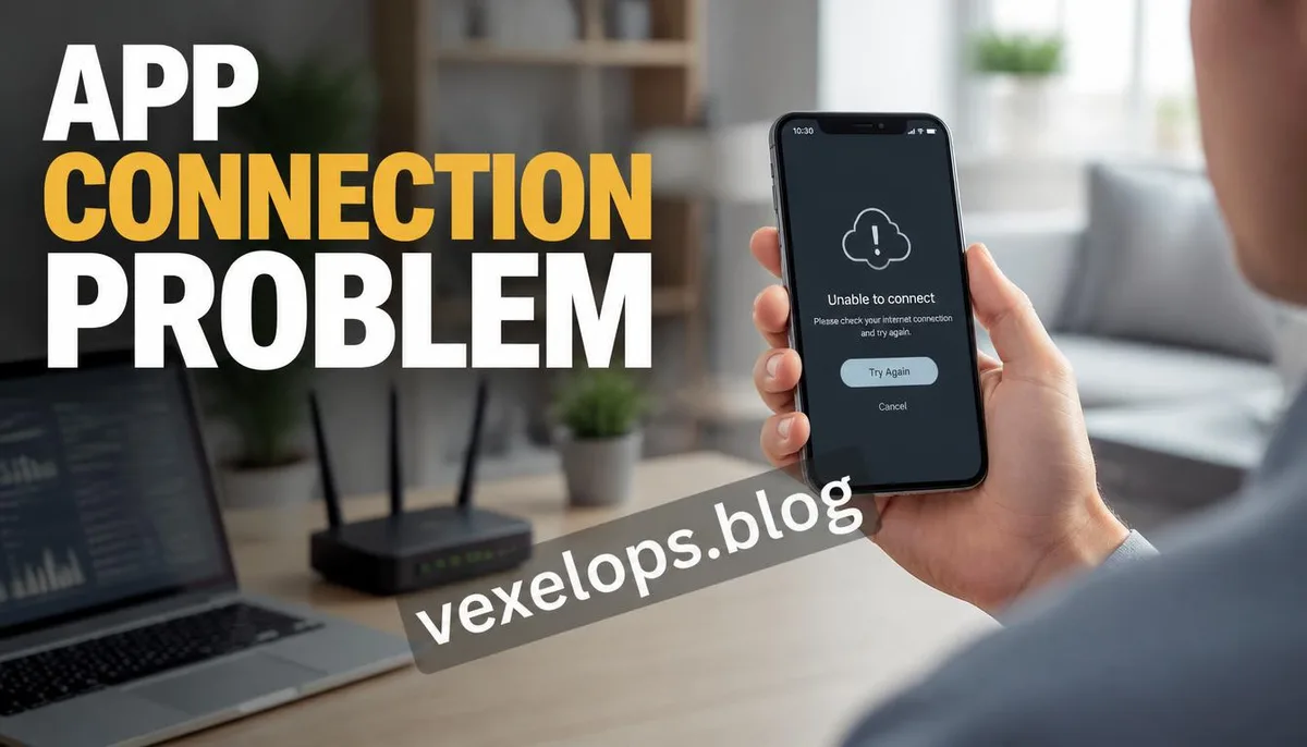 Common scenario of mobile phone showing connection issue with an app after connecting to Wi-Fi
