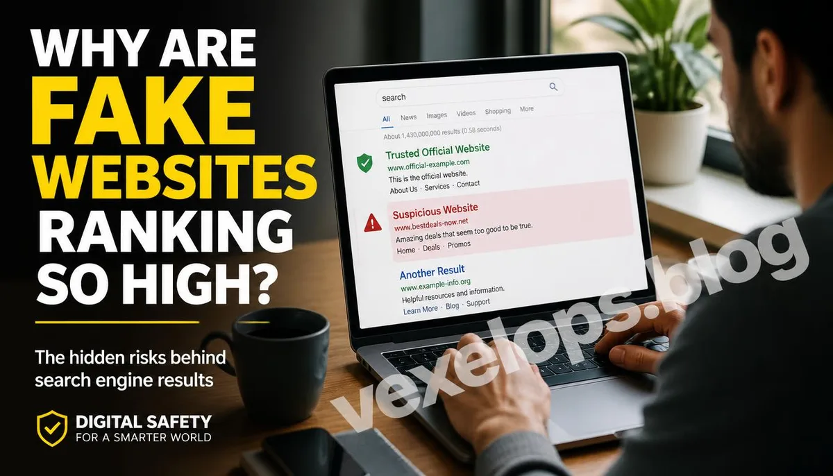 A user checks search results to differentiate between fake and official websites