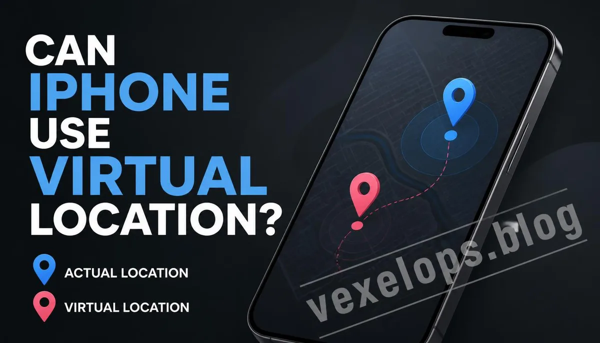 Concept of iPhone displaying a virtual location different from the actual position relating to digital privacy