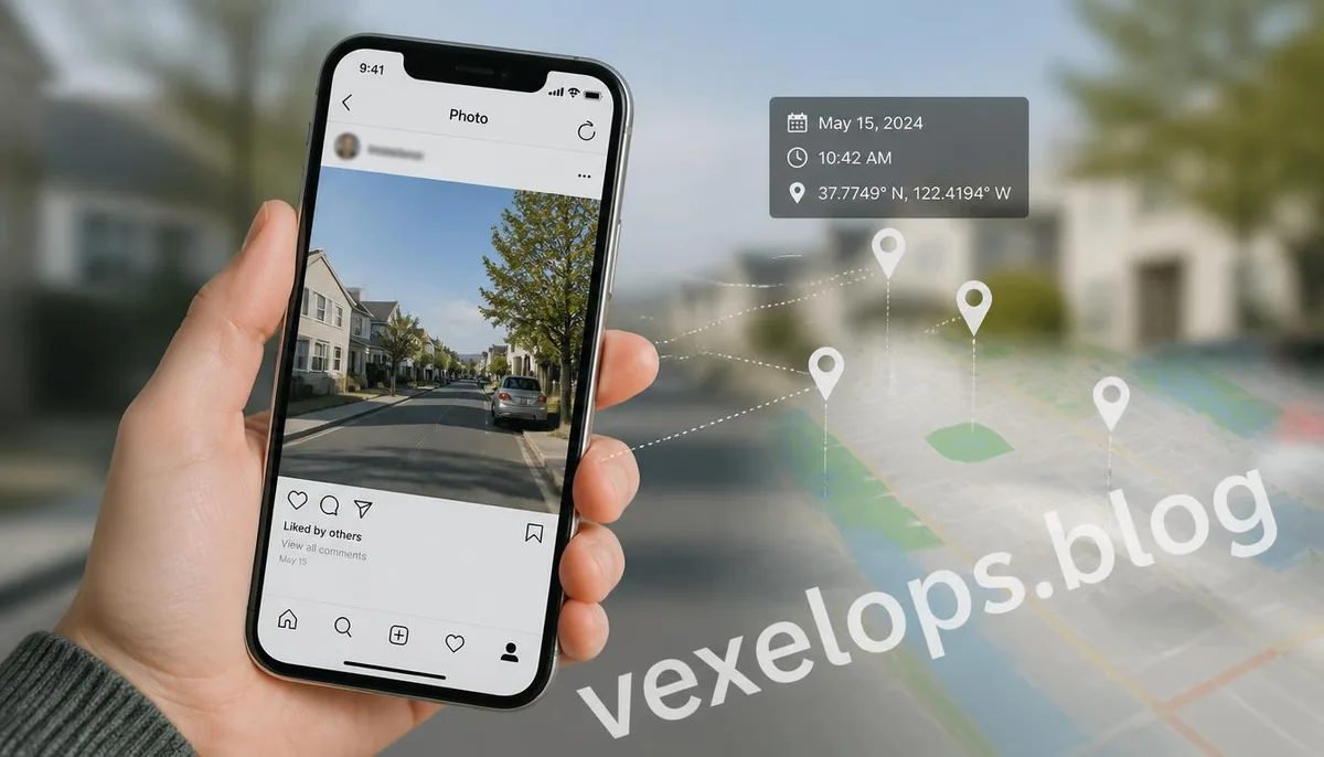 Concept of a phone photo revealing location and privacy boundaries